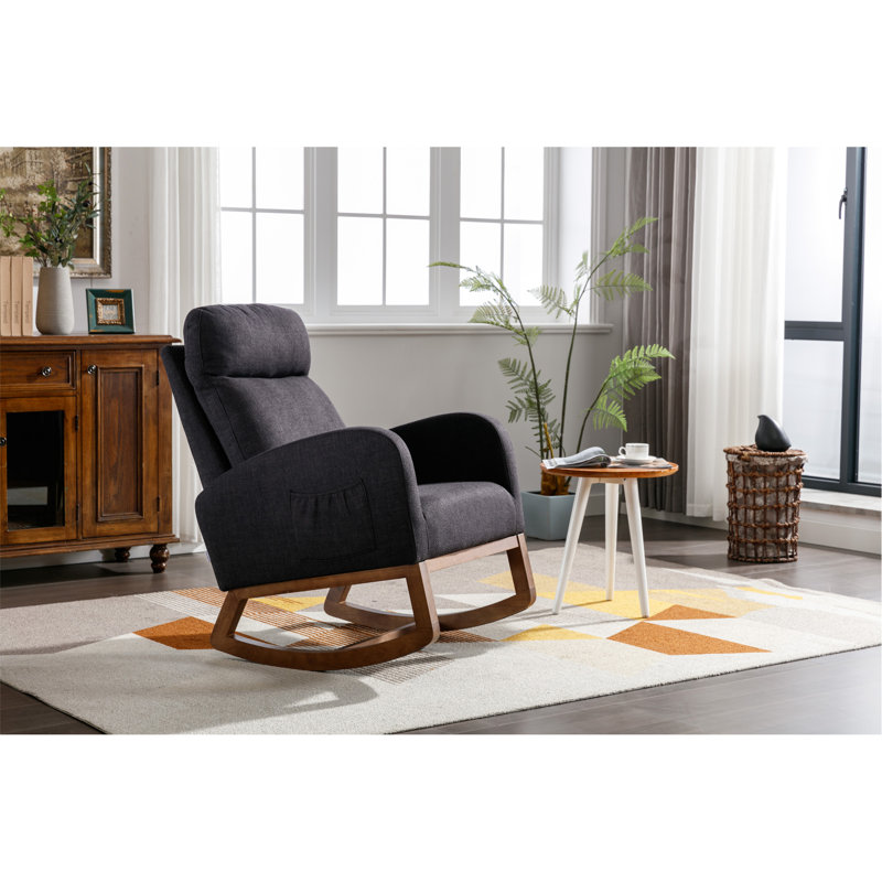 Chaise berçante rembourrée Modern Soft Arm, Noir, noir, noir, noir