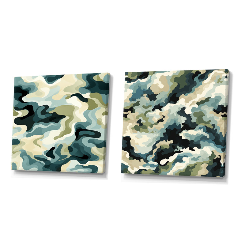 Cristyl - ensemble de 2 reproductions d'art sur toile abstraites, Toile tendue, H 16 po x l 33 po x P 1 po