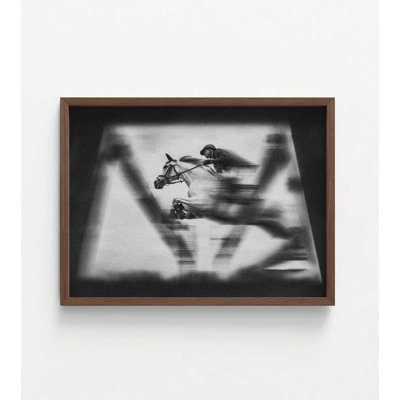 Black and White Horse Jump Print - Ready to Hang Framed Art