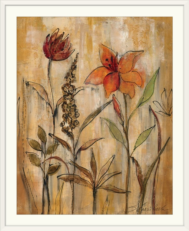 Aquarelle Garden " Aquarelle Garden II " by Silvia Vassileva, 23" H x 20" W x 1" D, White Framed