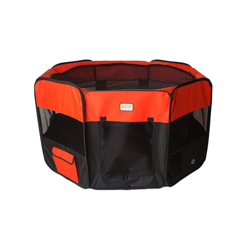 Extra-Large Red and Black Portable Plastic Pet Playpen
