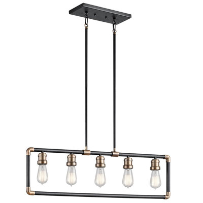 Porterdale 5 - Light Black/Natural Brass Kitchen Island Pendant
