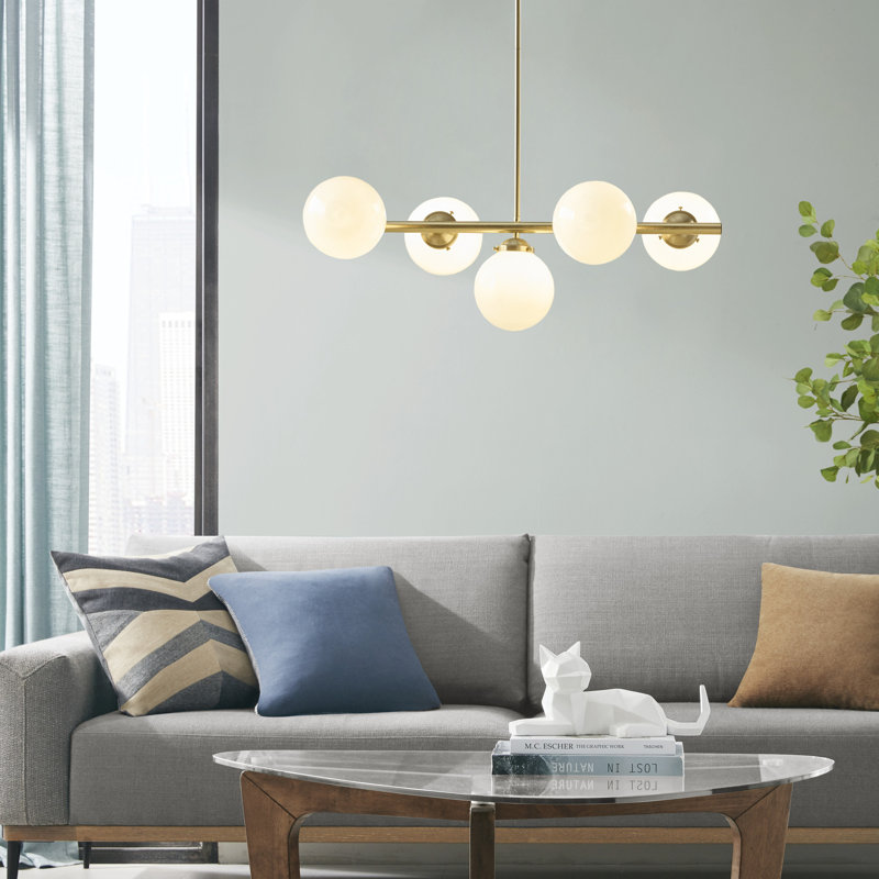 Lustre 5 lumières Graydin avec globe en verre givré