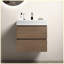 Meuble-lavabo mural 24 po en noyer brun flottant avec lavabo, meuble-lavabo mural moderne avec lavabo une pièce blanc pré-assemblé-571831726