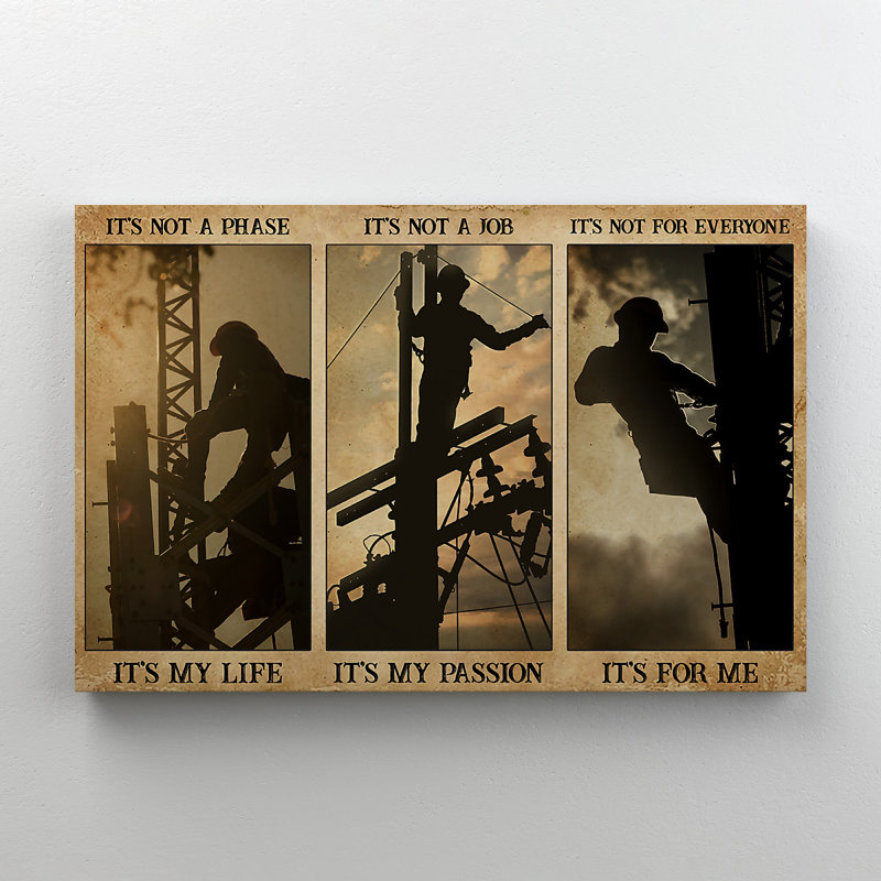 «A Electrician Fixing Electricity - It's Not A Phase It's My Life It's Not A Hobby It's My Passion It's Not For Chacun It's For Me», reproduction d'art rectangulaire sur toile tendue 1 pièce