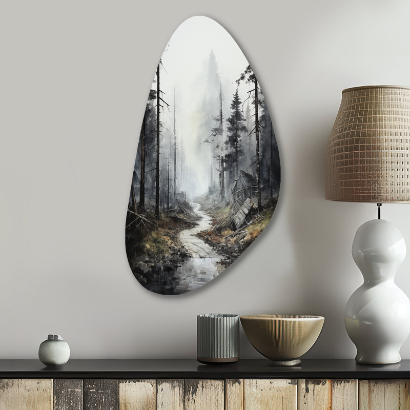 Méandre à travers la forêt - décoration murale irrégulière en forme de route, H 31 po x l 17 po x P 1 po
