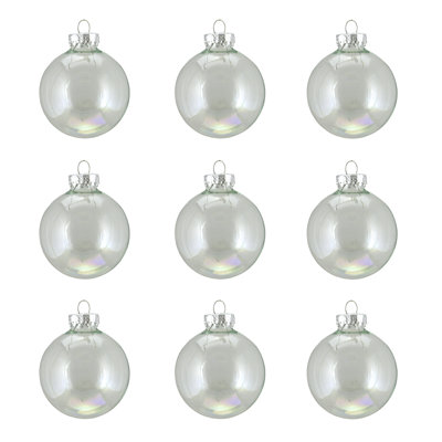 Clear Iridescent Glass Ball Christmas Ornaments 2" (50mm)