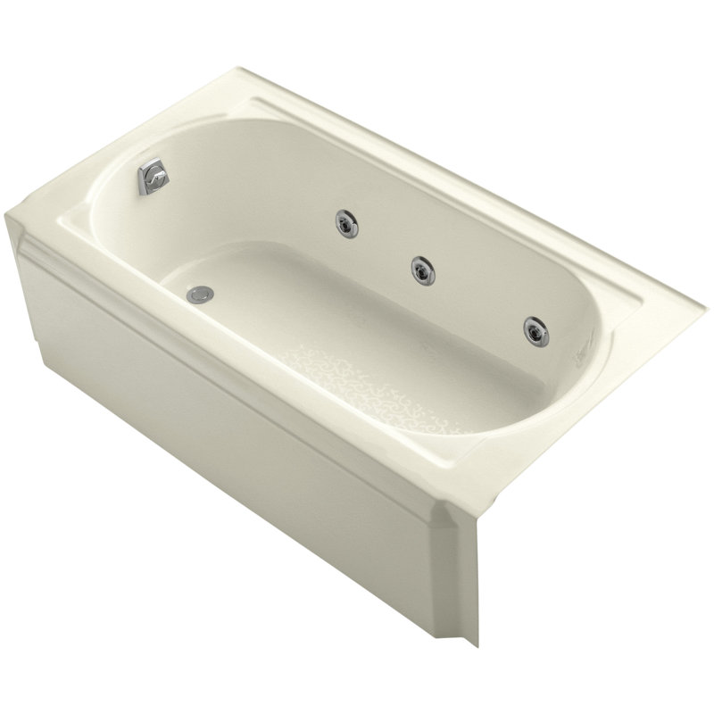 Memoirs Alcove 60" x 33.75" Whirpool Bathtub, Cane Sugar