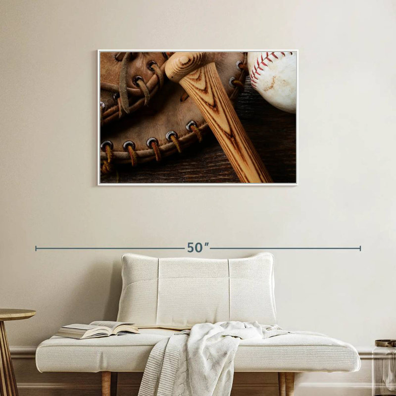 Old Old Baseball Stuff, Cadre flottant blanc, 37 po x 25 po