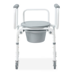 Steel Drop-arm Wheeled Commode, 300lb. Weight Capacity