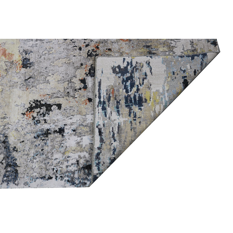 Hand Knotted Abstract Area Rug, Rectangle 6' x 8'