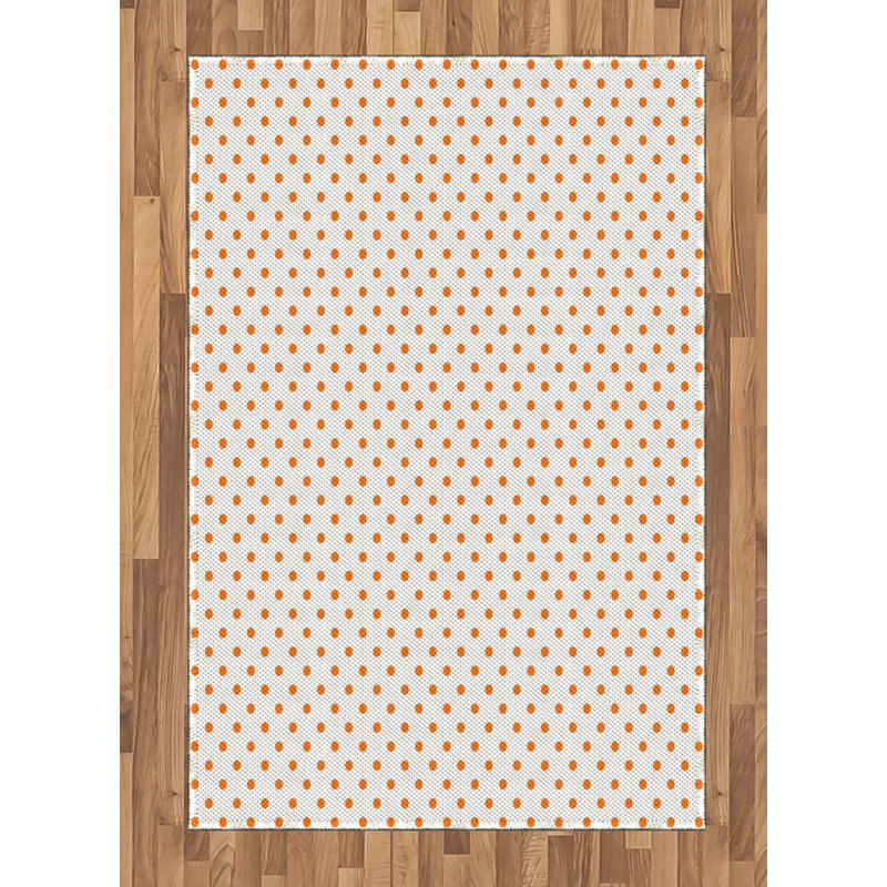 Orange High Density Long Fiber Poly Threads Decorative Area Rug Carpet, Rectangle 4' x 5'8"