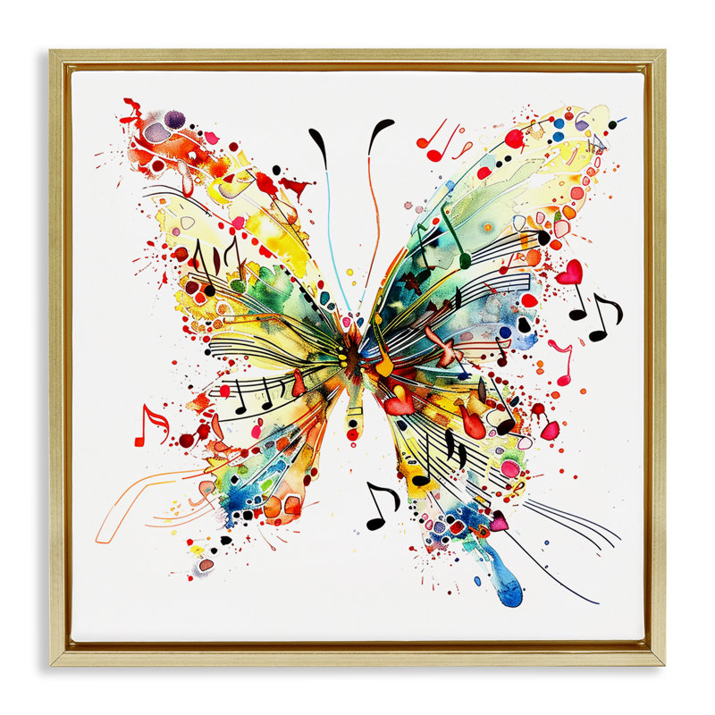  «Musical Song Butterfly» encadrée par Floater, H 18 po x l 18 po, Doré