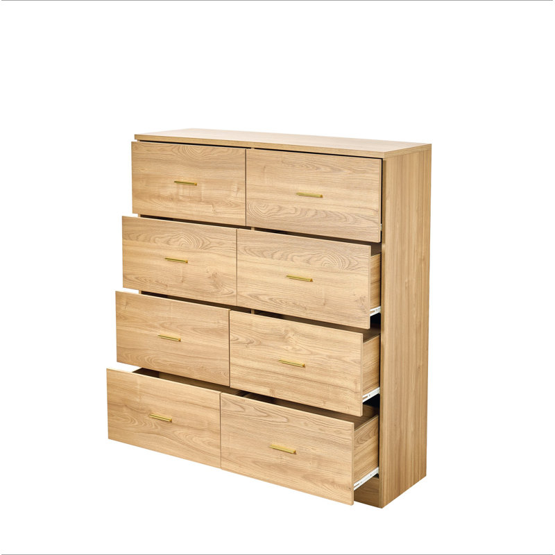 Commode moderne à 8 tiroirs pour la chambre à coucher - Vaste commode de rangement, Naturel