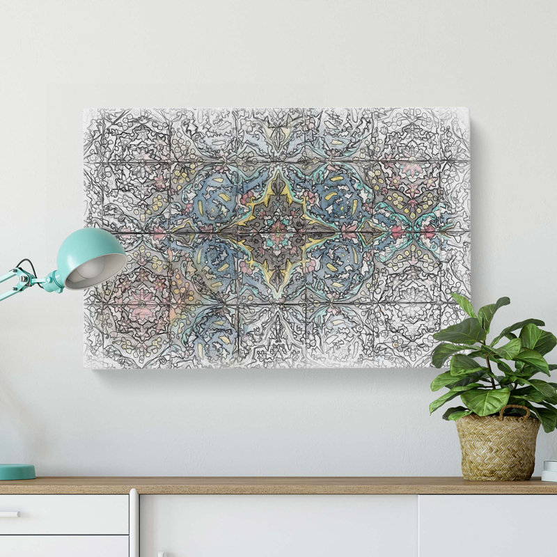 Floral Tiles in Abstract - Wrapped Canvas, 50cm H x 76cm W x 3cm D