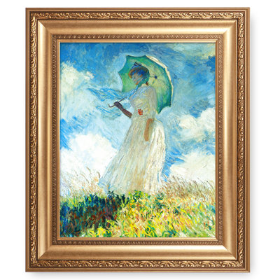 «Woman with a Parasol, face à gauche», 1886 par Claude Monet Dimensions du cadre: pouces, taille de l'image: pouces World Classic Reproductions for HomeDecor, cadre doré large