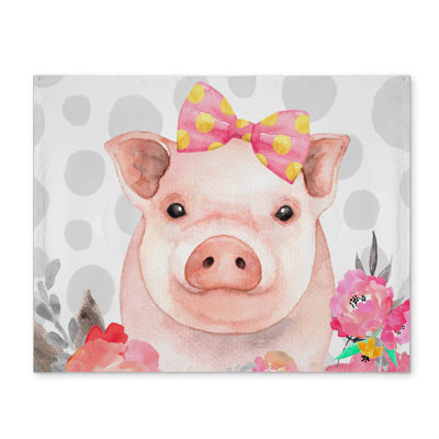 Pretty Pig Pink Bedroom Placemat | Polyester Home Decor