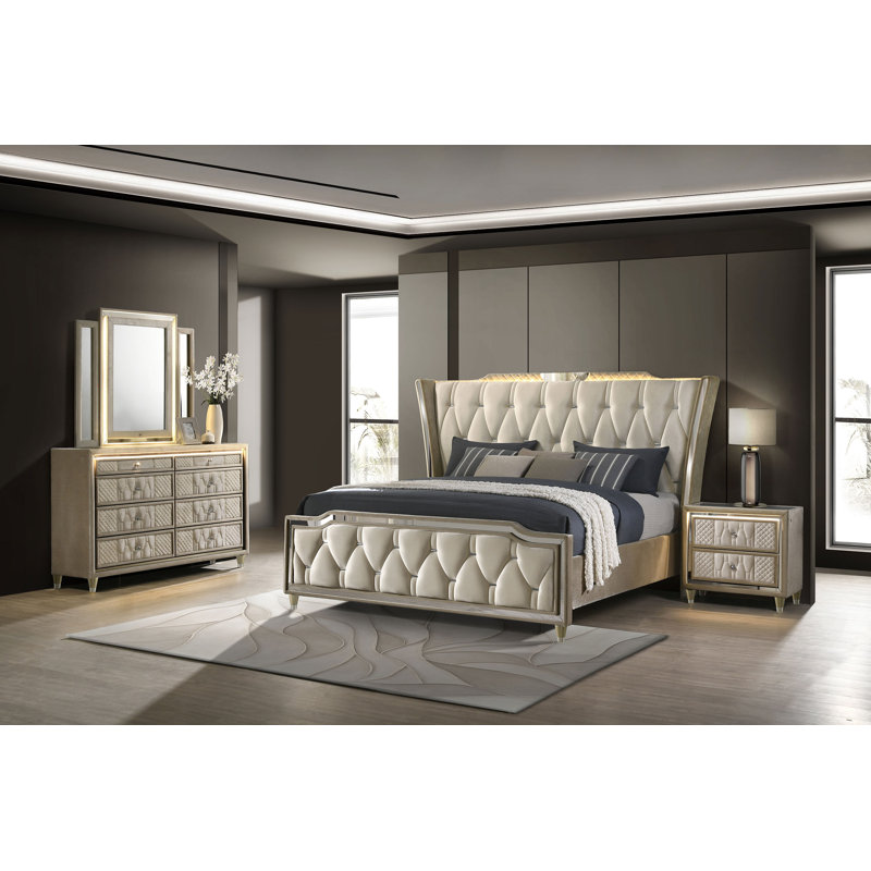 Ensemble de chambre avec grand lit 4 pièces Aikens, Grand
