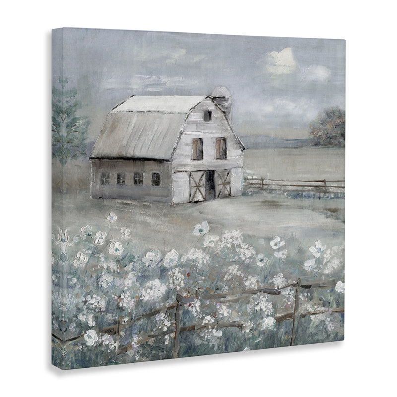 Art mural sur toile Traditional Barn & Meadow par Sally Swatland, H 17 po x l 17 po