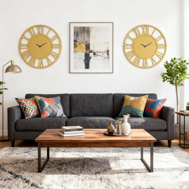 Ensemble de 2 horloges murales 23,62 "Modern, Médium, Doré