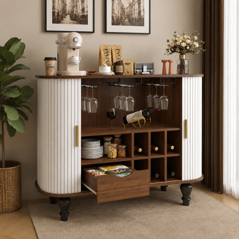 Armoire à vin avec porte coulissante Modern, Blanc