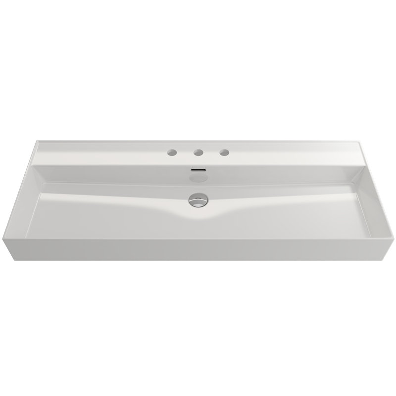 Milano 47.4'' L Bathroom Sink, White, Single-Hole