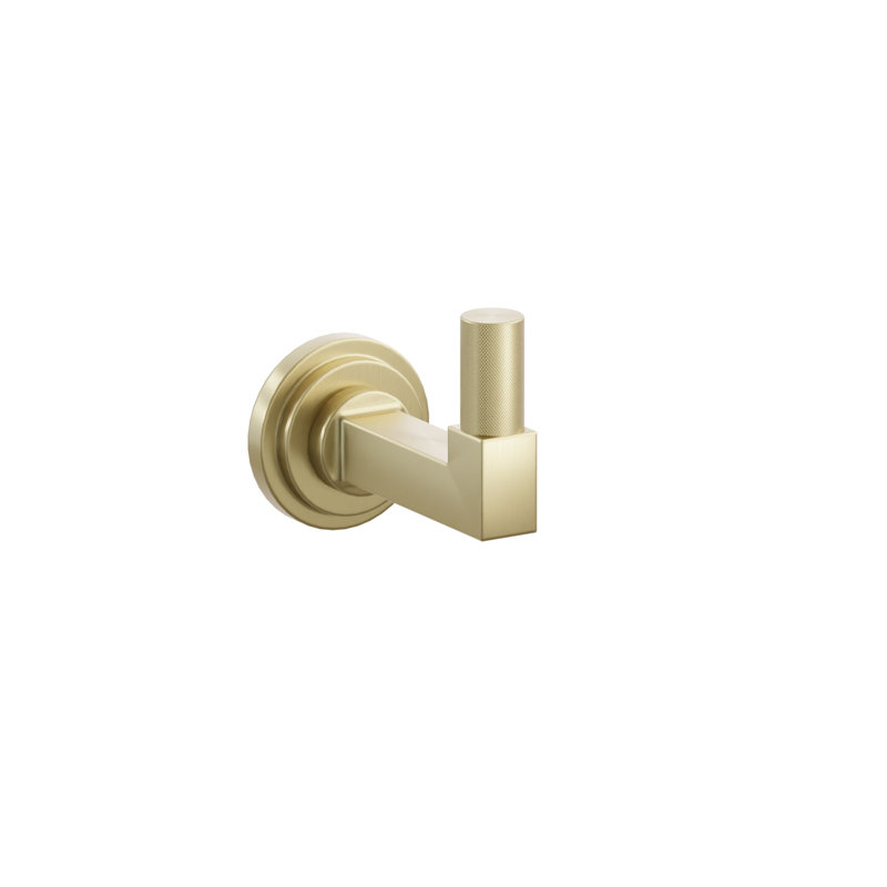 Emtek Select Single Hook w/ Step Disc Rosette, Square Stem & Knurled Tip, Satin Brass