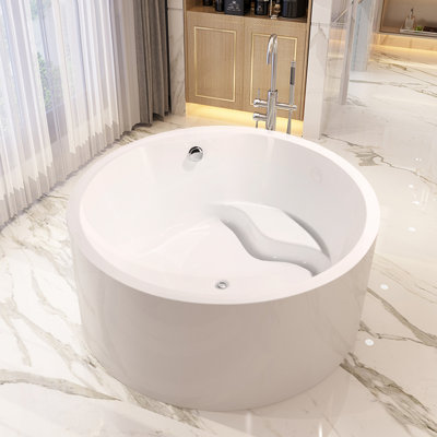 59" x 59" Freestanding Soaking Acrylic Bathtub