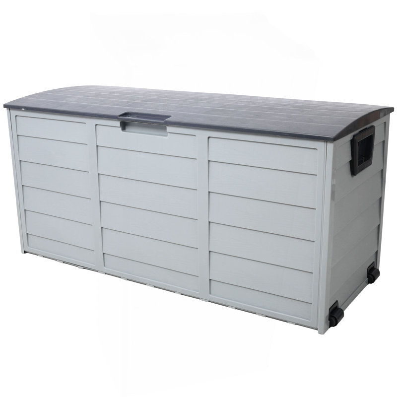All Weather UV Pool Deck Box Storage Shed Bin Backyard Patio Outdoor Storage W/ Wheel,75 Gallon Resin Deck Box-Organization And Storage For Patio Furniture Outdoor Storage Cushions,Garden Tools And Pool Toys