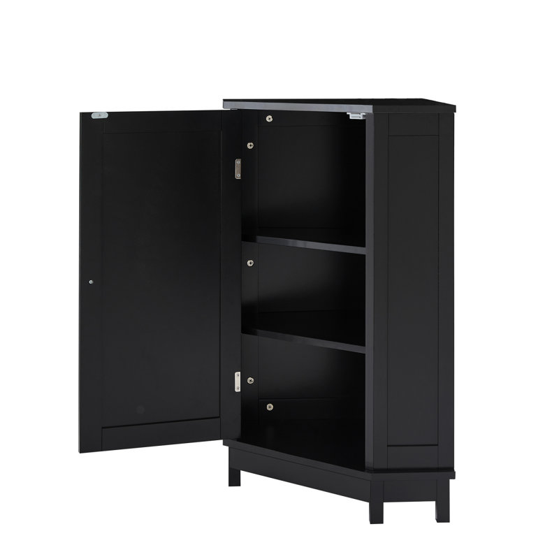 Armoire de rangement d'angle triangulaire avec tablette réglable, Noir