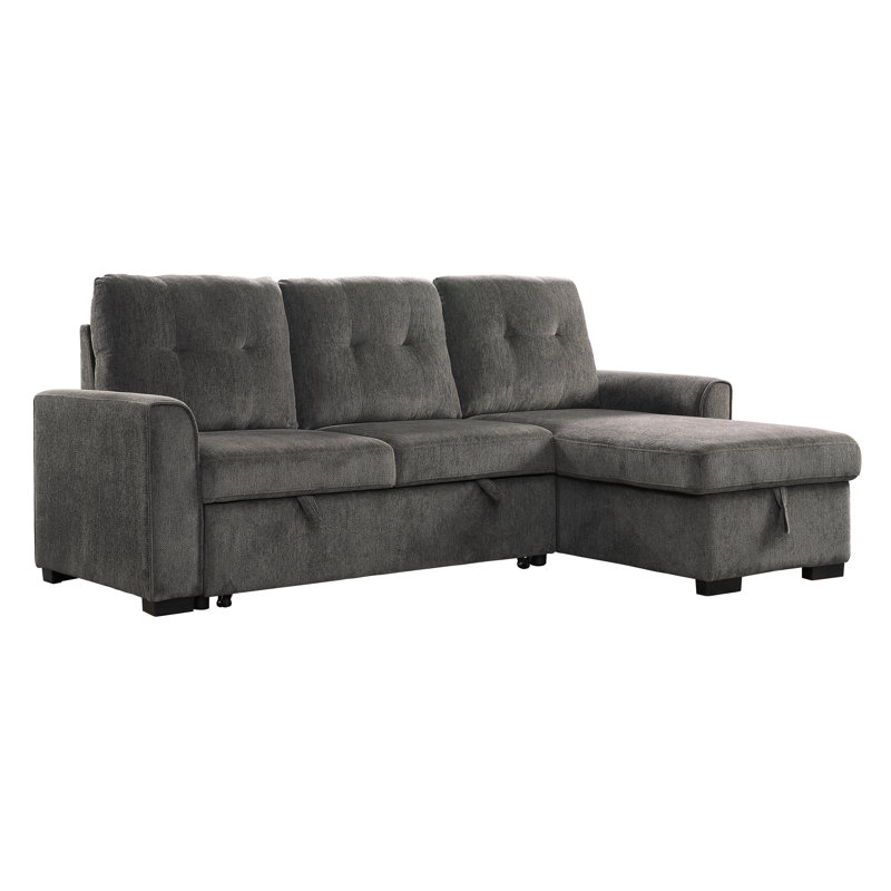 Canapé modulaire réversible avec méridienne Rosario, Chenille gris foncé