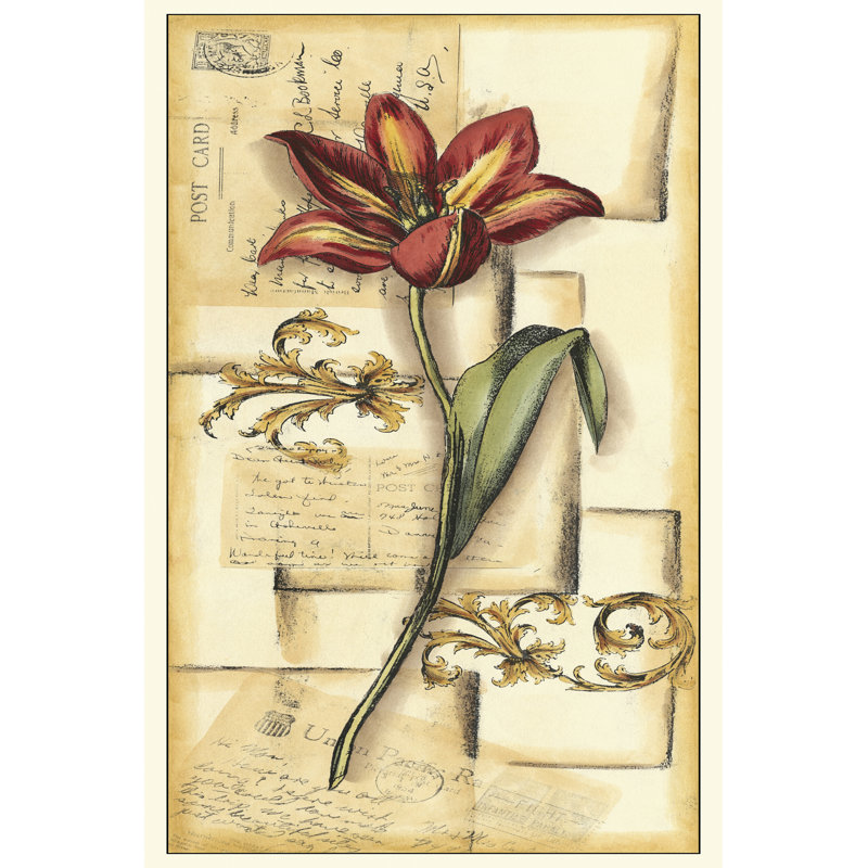 Floral Collage II In Red by D. Bookman - Wrapped Canvas Print, 30cm H x 20cm W