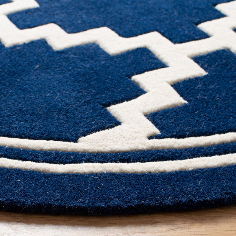 Carolene Hand Tufted Wool Geometric Rug, Round 5'