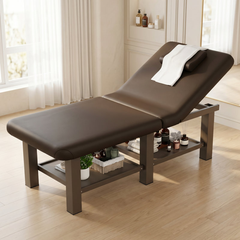 Table de massage professionnelle 75 po, table pliante en similicuir confortable, lit de massage avec dossier réglable et coussin de tête