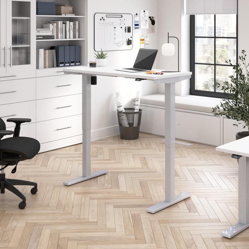 Height Adjustable Standing Desk, 47.6" W x 23.35" D, White