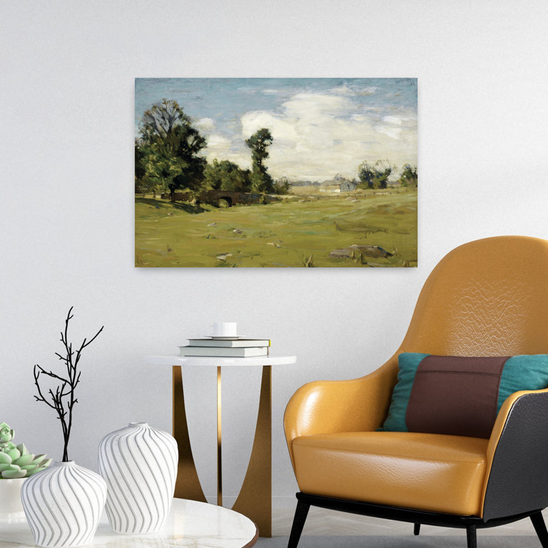 Paysage champêtre abstrait contemporain, art naturel, H 24 po x l 16 po