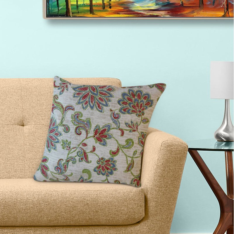 Coussin Farica, 18 po x 18 po, Coussin décoratif, Vert / gris / bleu