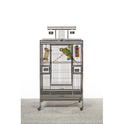 Vincent 61'' Steel Play Top Floor Bird Cage with Wheels