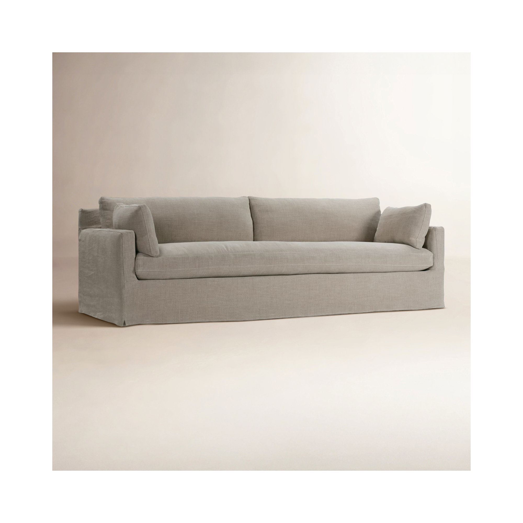 Sylvie Extra Long Sofa (Bench Cushion), 35" H x 100" W x 39" D, Malt Linen (13961-86)