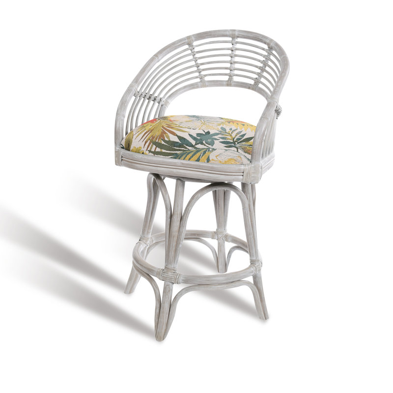 Danetra Swivel Stool, Counter Stool (27" Seat Height), Floral/White Gray Frame