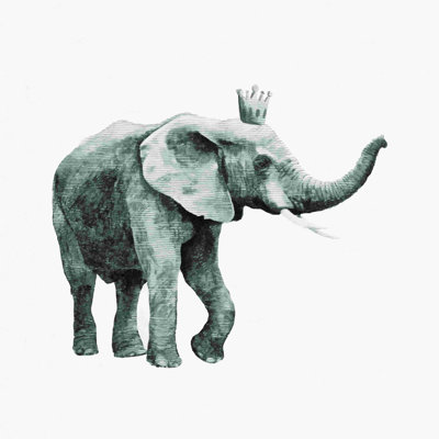 " Gray Crowned Elephant Trunk Up "