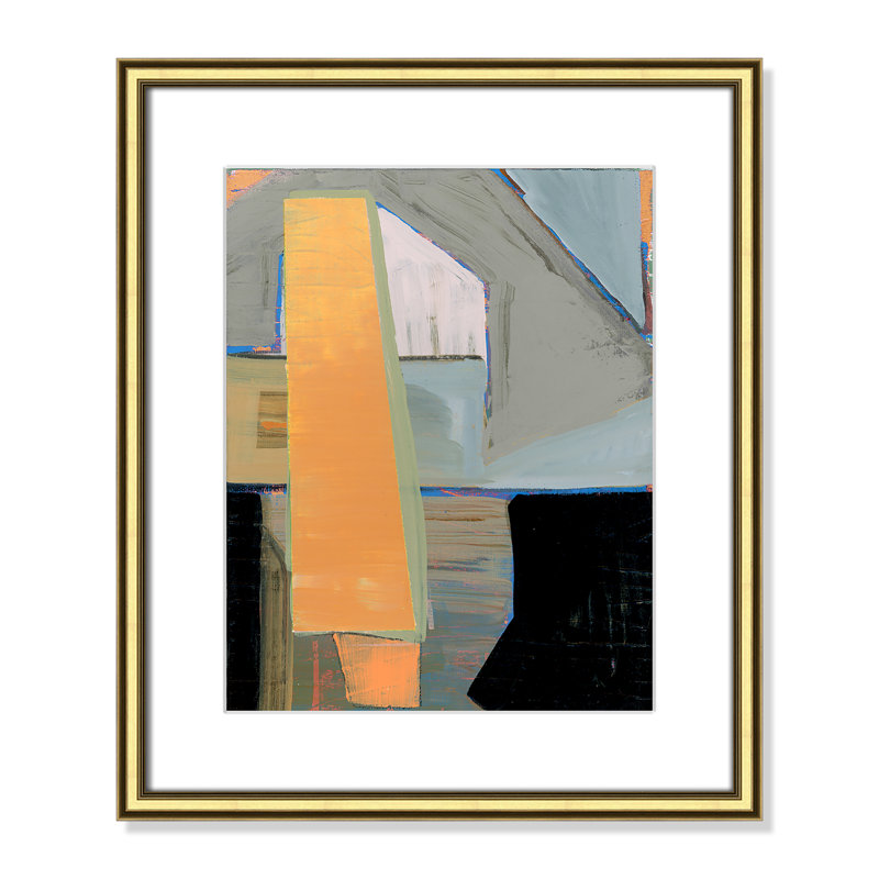 «Castellini Orange Pinstripe I» par Cartissi - peinture encadrée, H 20,25 po x l 17,25 po x P 0,88 po, Cadre doré
