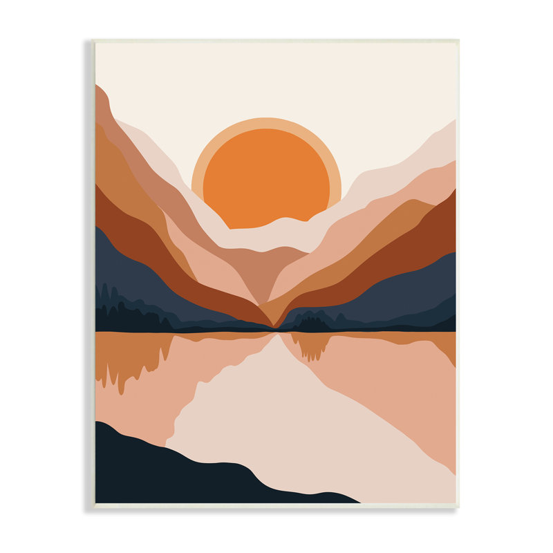 Lever de soleil orange vibrant, H 15 po x l 10 po, Bois naturel