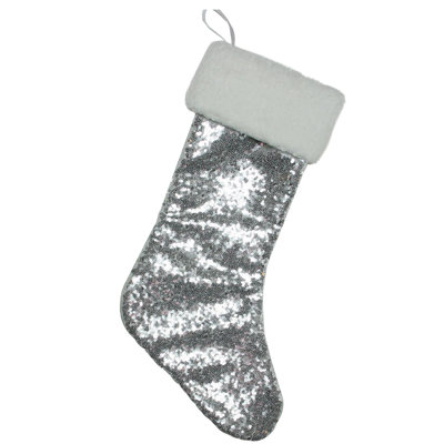 18" Sequins Christmas Stocking with Sherpa Cuff