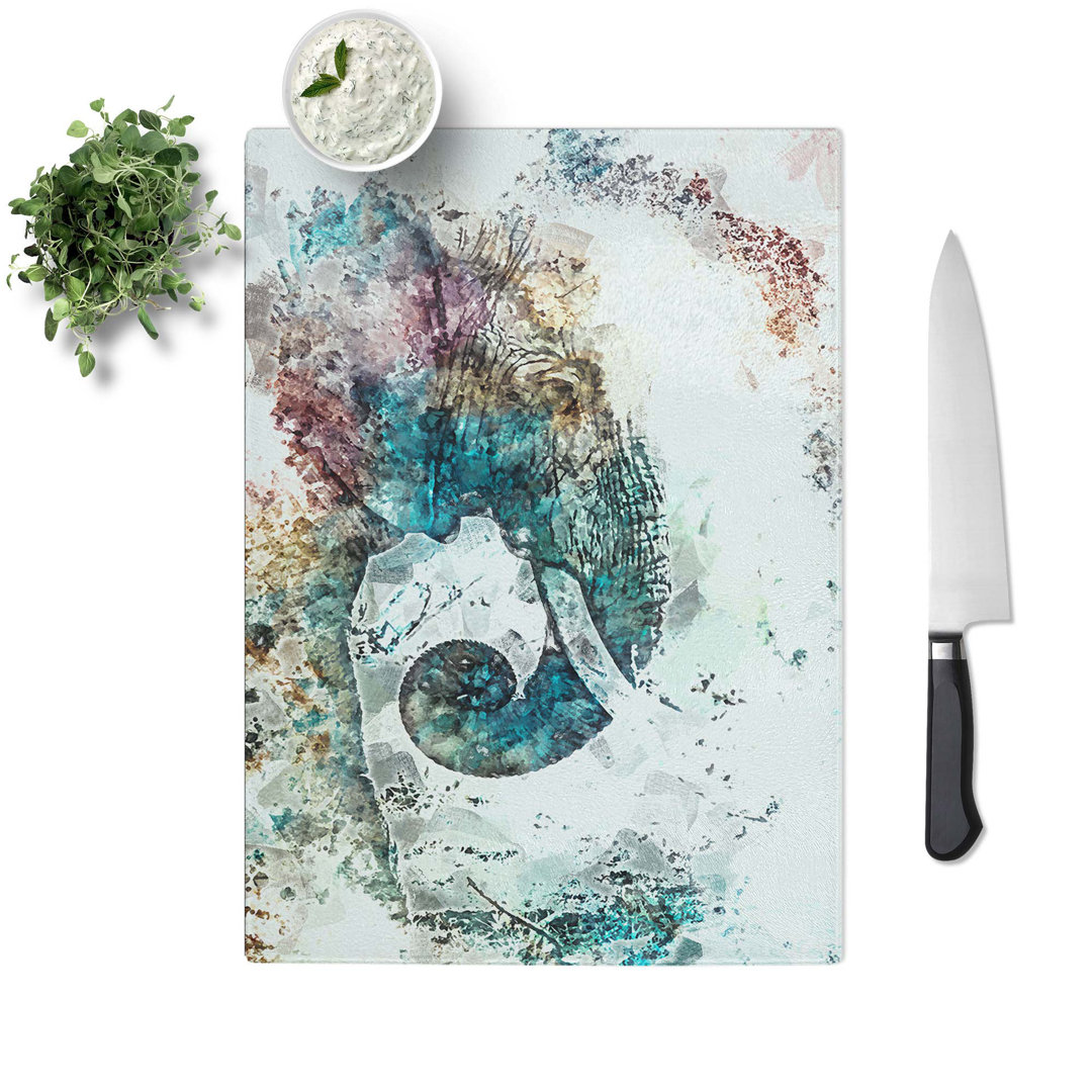Glass Elephant Profile in Abstract Chopping Board