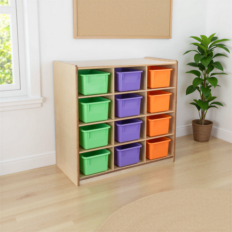 Casier à 12 compartiments avec roulettes, Teintes pastel assorties, Oui