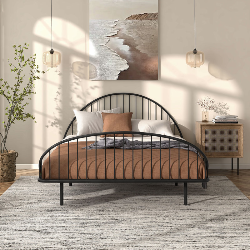Anguilla Arched Metal Platform Bed, Full, Black