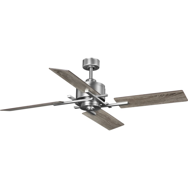 Ventilateur de plafond standard Bedwin à 4 pales de 56 pouces, Nickel antique avec pales brunes