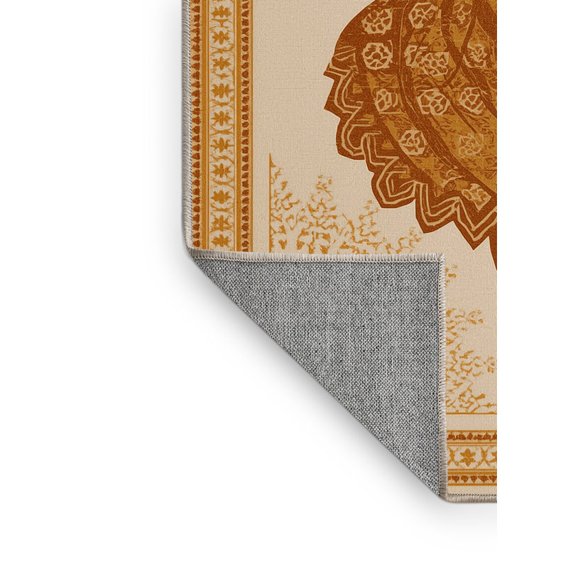 Machine Washable Orfelinda Samba Parade Dancer Global Inspired Moroccan Rug in Beige – Beige Binding, 7x10