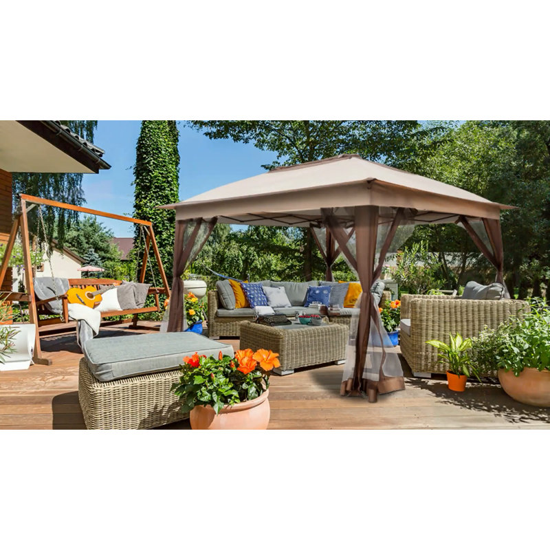 Green Stainless Steel Pop-Up Gazebo with Oxford Fabric Roof